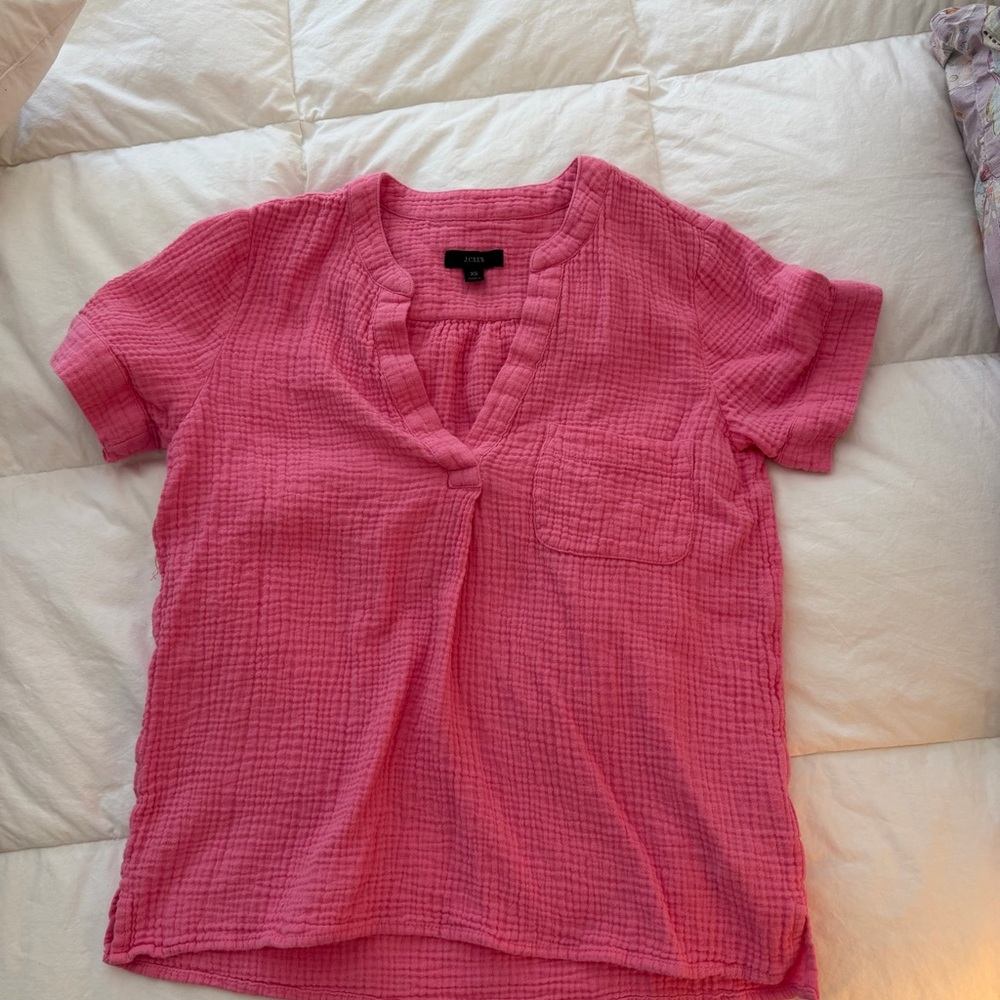J. Crew Vibrant Pink Textured Blouse Size XS